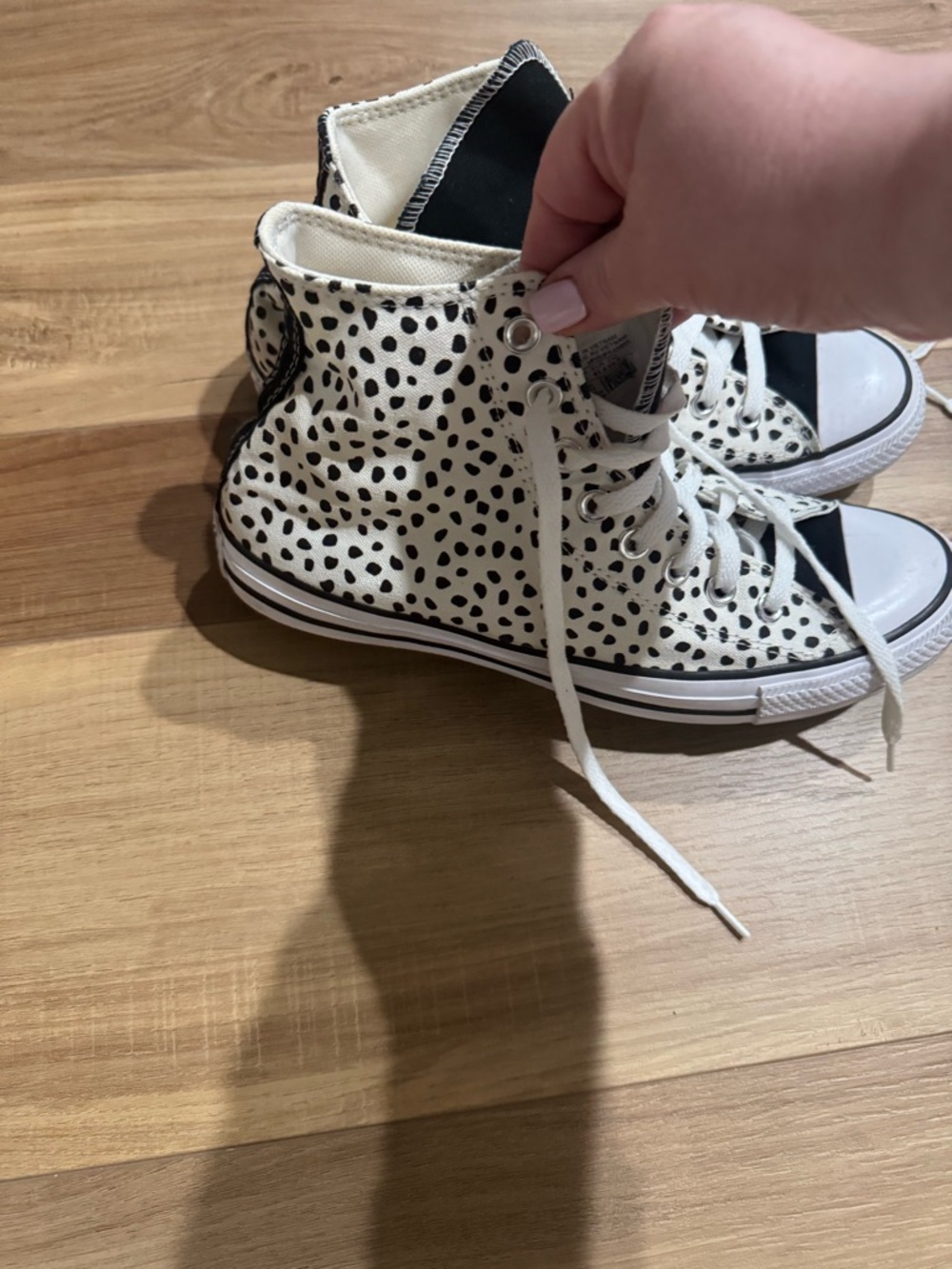 Women’s Converse High-Top Sneakers in Black & Cream Spot Print